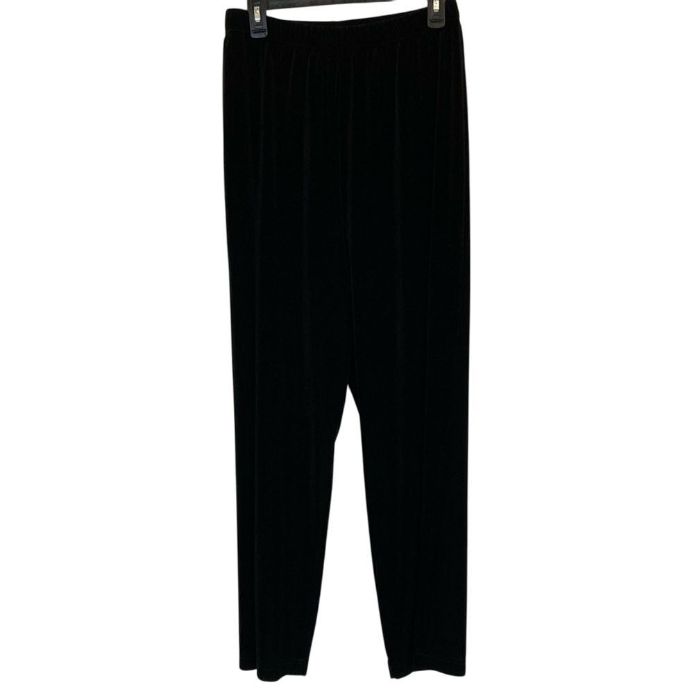Bob Mackie Wearable Art Pull On Velour Pants‎ Size L Black Classic Special Event